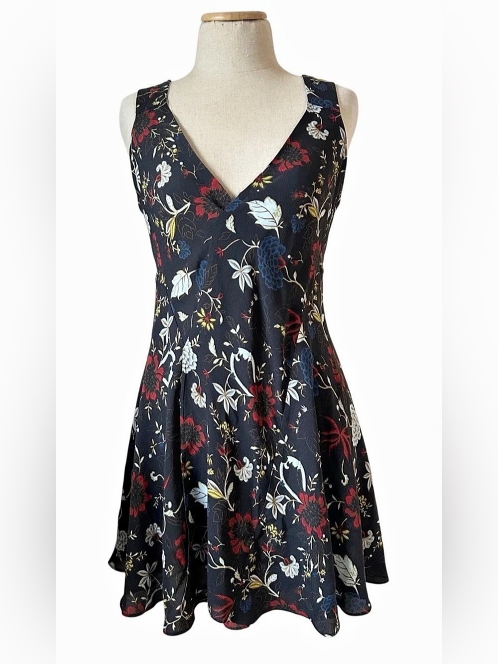 A.L.C. Floral Mini Dress Black & Multicolor Size 4